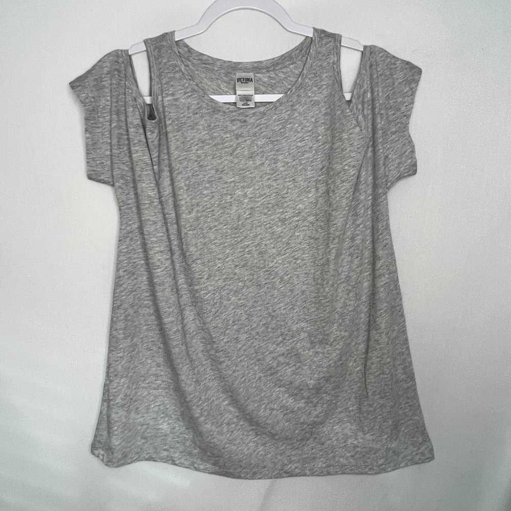 Victoria's Secret Gray Cold-Shoulder Short Sleeve Tee